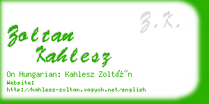 zoltan kahlesz business card